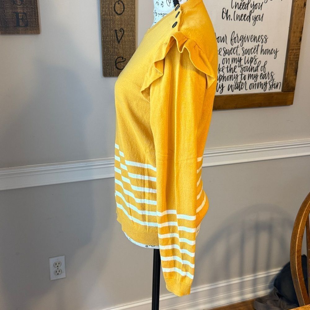Vertbaudet Yellow Ruffle Sleeve Sweater - Picture 6 of 12